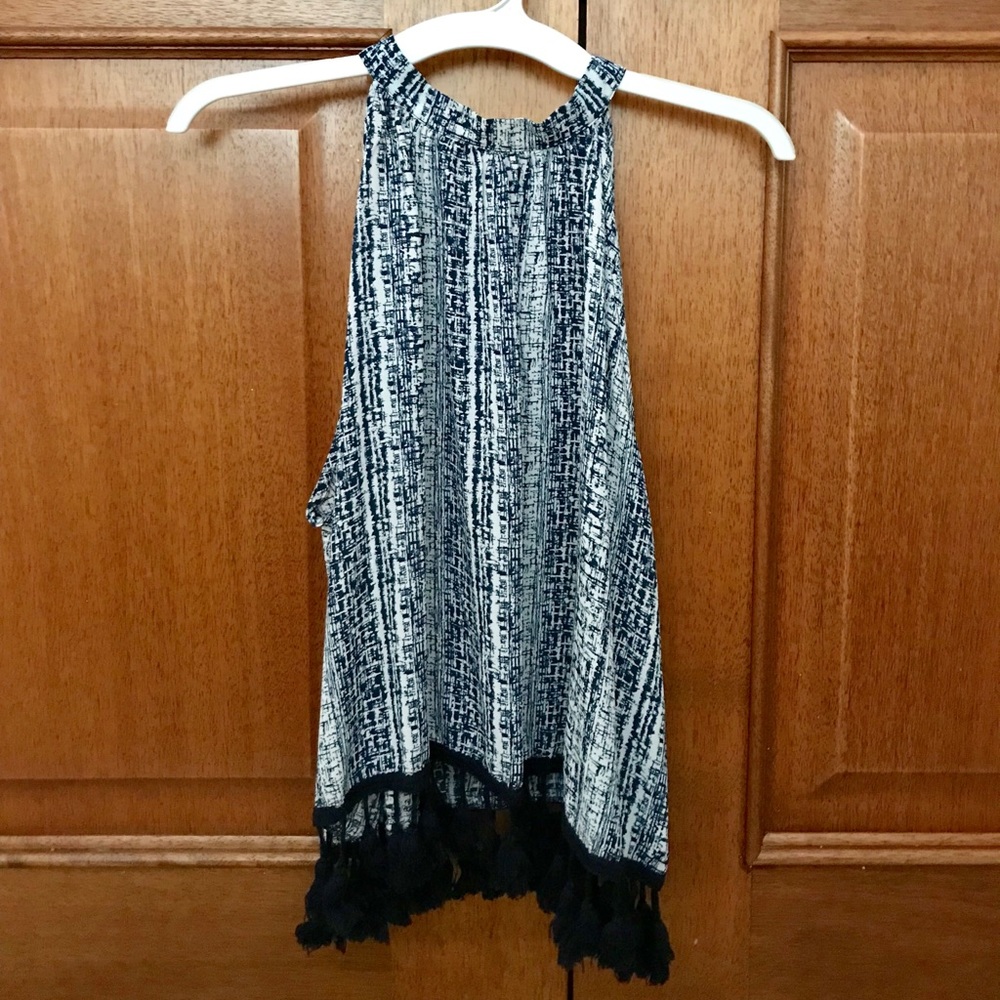 Royal Blue Tassel Halter Top